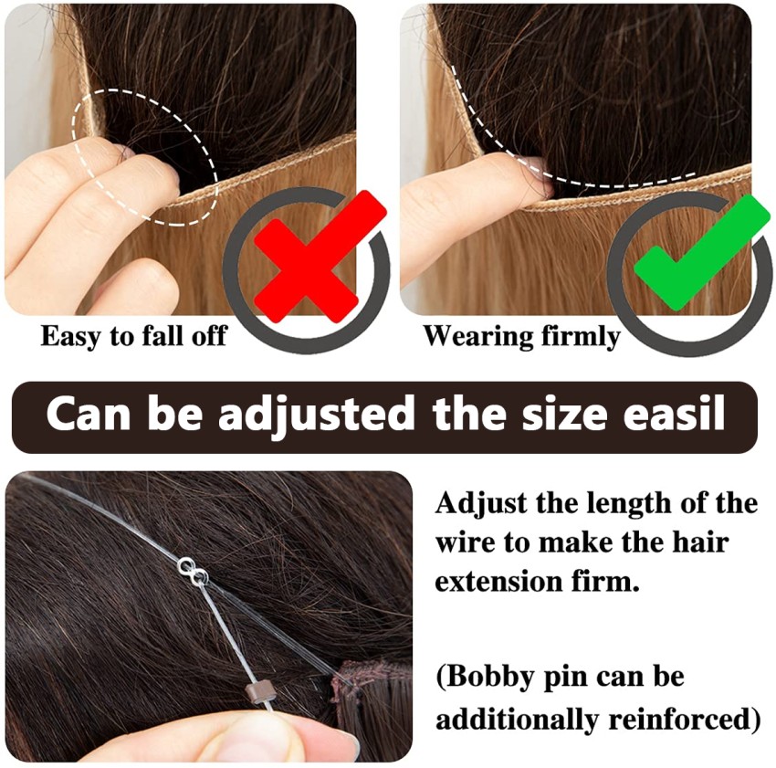 ELEPHANTBOAT Curly Extensions for Women Black Invisible Wire Long