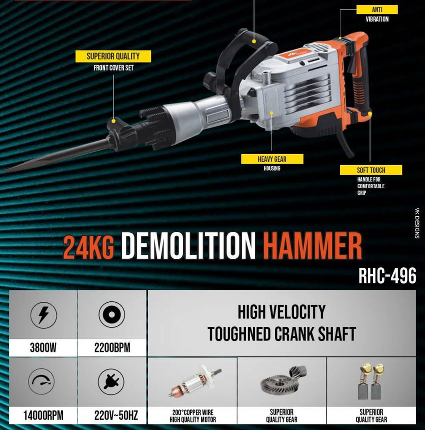 RanPra RHC 496 24 KG DEMOLITION BREAKER MACHINE REDHORSE HEAVY DUTY Hammer Drill Price in India Buy RanPra RHC 496 24 KG DEMOLITION BREAKER MACHINE REDHORSE HEAVY DUTY Hammer Drill online at Flipkart....