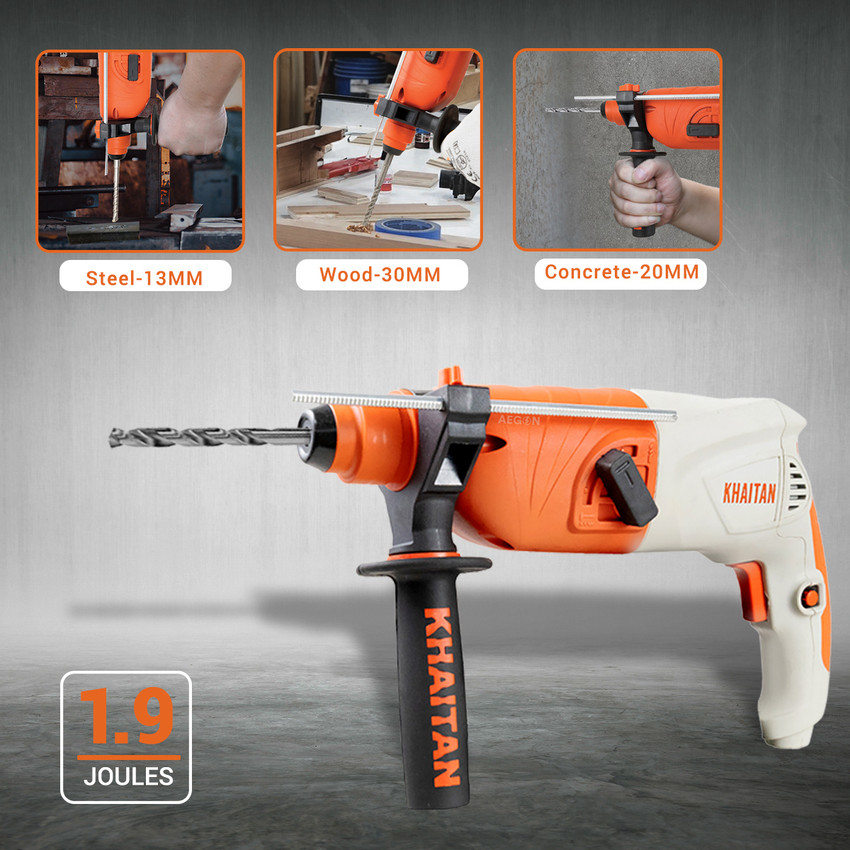 KHAITAN KPRH20 700W 20mm Rotary Hammer Drill Machine with SDS Plus for Concrete Wood and Steel Rotary Hammer Drill Price in India Buy KHAITAN KPRH20 700W 20mm Rotary Hammer Drill Machine