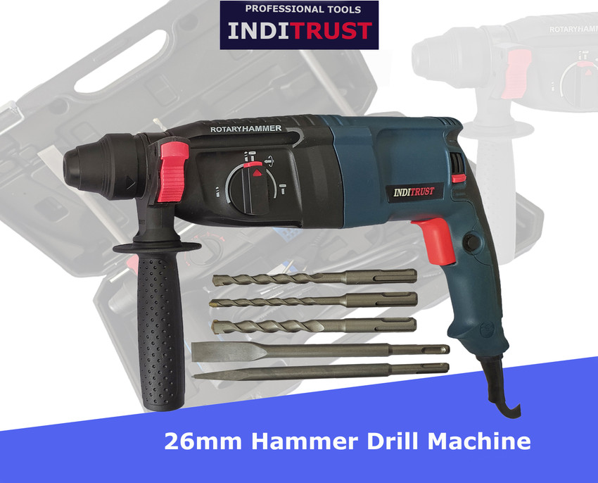 Inditools 6 Month warranty 900W 26mm rotary hammer drill machine Yi king with accessories Rotary Hammer Drill 26 mm Chuck Size 900 W Rotary Hammer Drill Price in India Buy Inditools 6 Month warranty