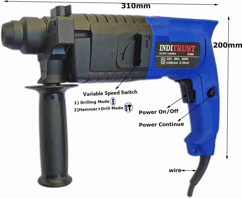 Inditrust 6 MONTHS WARRANTY 100 Copper Winding 850W Professional Rotary Hammer Drill 20Mm Rotary Hammer Drill Rotary Hammer Drill Price in India Buy Inditrust 6 MONTHS WARRANTY 100 Copper Winding 850W