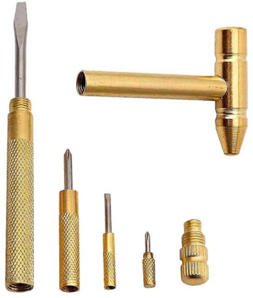 Mini Hammer Brass Hammer with Screwdriver Hand Tools Multifunction 6 in 1  Jewelers Hammer Copper Hammer for Repair Mobile Phones, Laptops, Watches