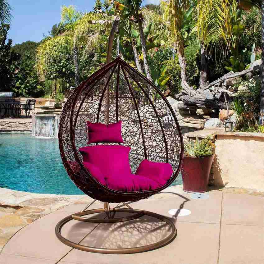 Brown Object Droplet Hanging Swing Chair with Stand Cushions Set Cast Iron Hammock Price in India Buy Brown Object Droplet Hanging Swing Chair with Stand Cushions Set Cast Iron