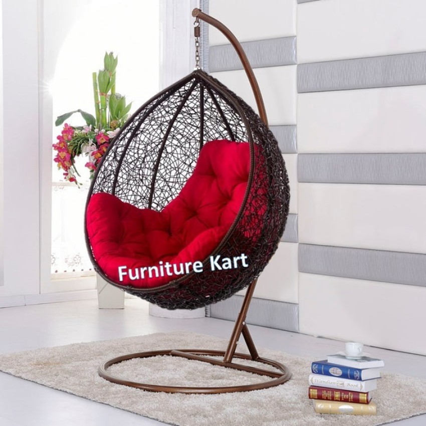 Furniture kart Hammock Swing Chair with Stand Jhula Swing for Adult Black with Red Cushion Steel Large Swing Price in India Buy Furniture kart Hammock Swing Chair with Stand Jhula Swing