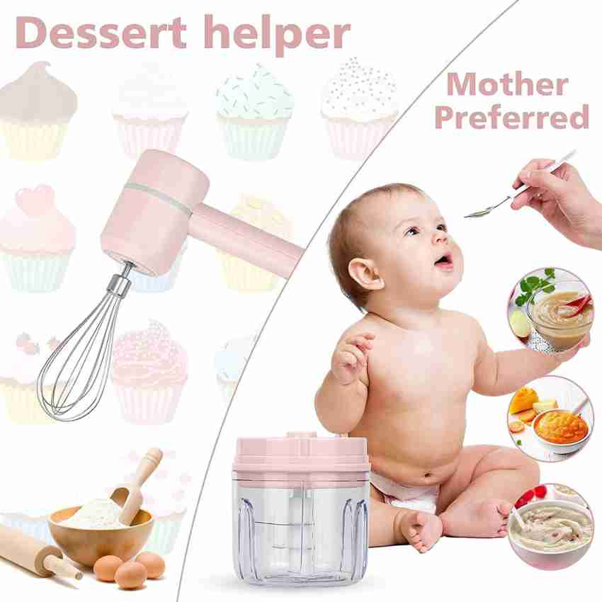 BAWALY Hand Mixer Electric with Mini Food Chopper 3 In 1, Hand Mixer for  Egg White Cream Butter Jam Cake, Food Chopper for Vegetable Onion Garlic  Pepper Spice, 50 W Hand Blender