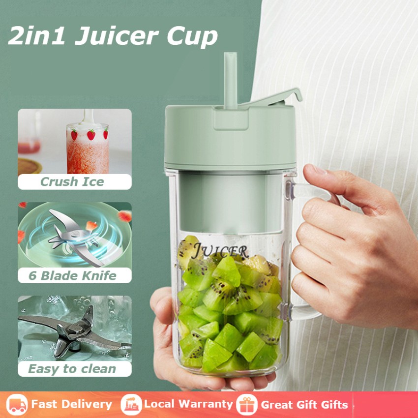 Small Electric Juicer 6 Blades Portable Fruit Juice Cup Automatic