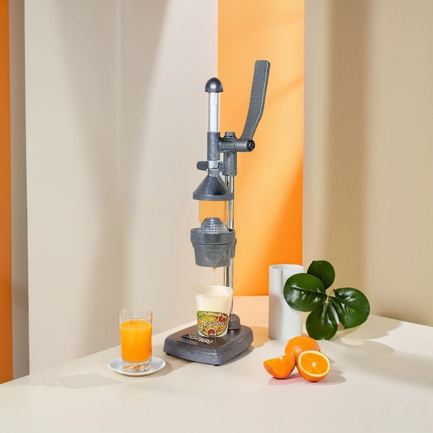 BRIGHTBERG Aluminium Hand Pressure Juicer Fruits Juicer Vegetable Juicer Manual Hand Juicer Himalayan Aluminum Hand Press Citrus Juicer with hand grip All Metal body Big Silver powder coated Hand Juic...