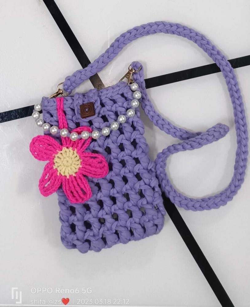 Buy The Crochet Crosia Women Purple Sling Bag Purple Online Best