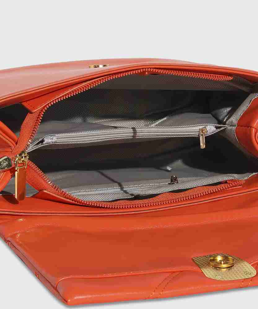 Orange on sale leather handbag
