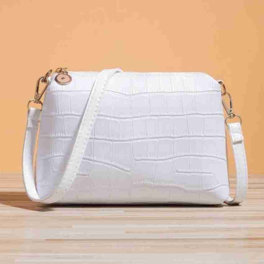 Embossed Cross Body Bag - White