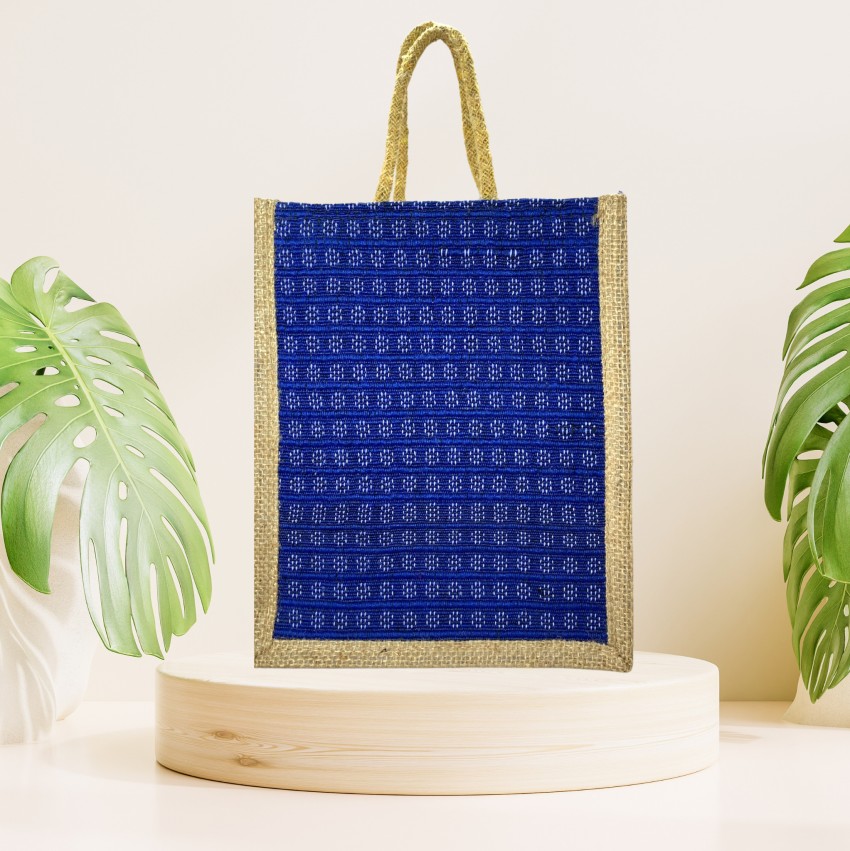 Blue Jute Tote Bag 