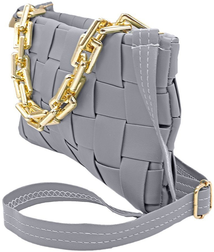 Deavan Grey Sling Bag Fancy Checkered Sleek Sling Thick Gold Chain Bags For Girls Grey Grey Price in India Flipkart