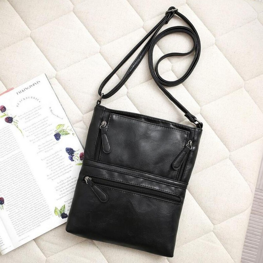 Lyla Women Handbag with Front Zipper Multi Pocket Crossbody  Bag Black Multipurpose Bag - Multipurpose Bag