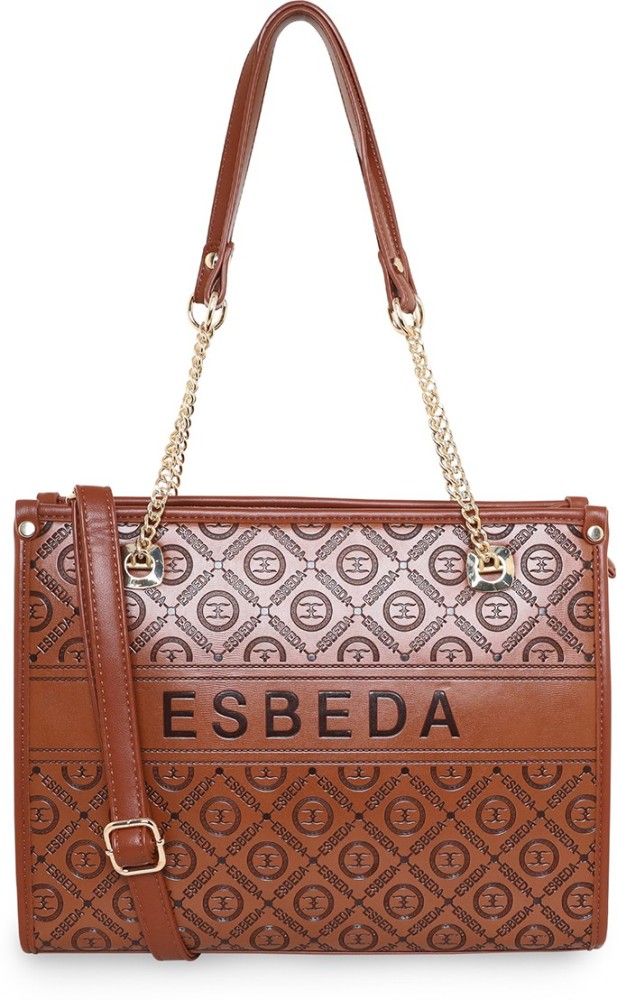 Buy ESBEDA Tan Color Logo Embossed Handbag For Women-12927 at Amazon.in