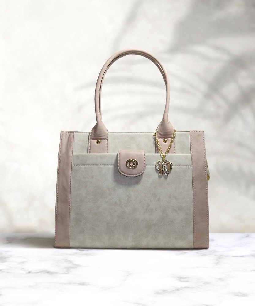 Buy Butterflies Women Grey Pink Handbag Cream Peach Online Best Price in India Flipkart