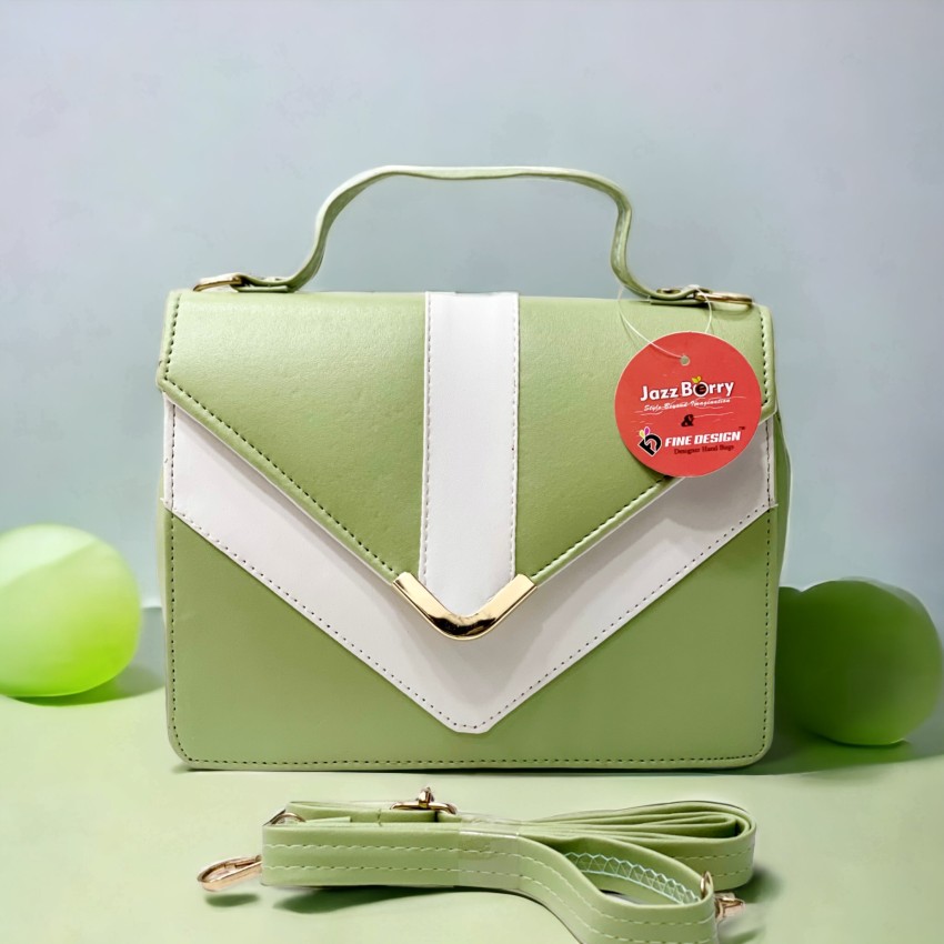 Women Green Colourblocked Satchel Bag