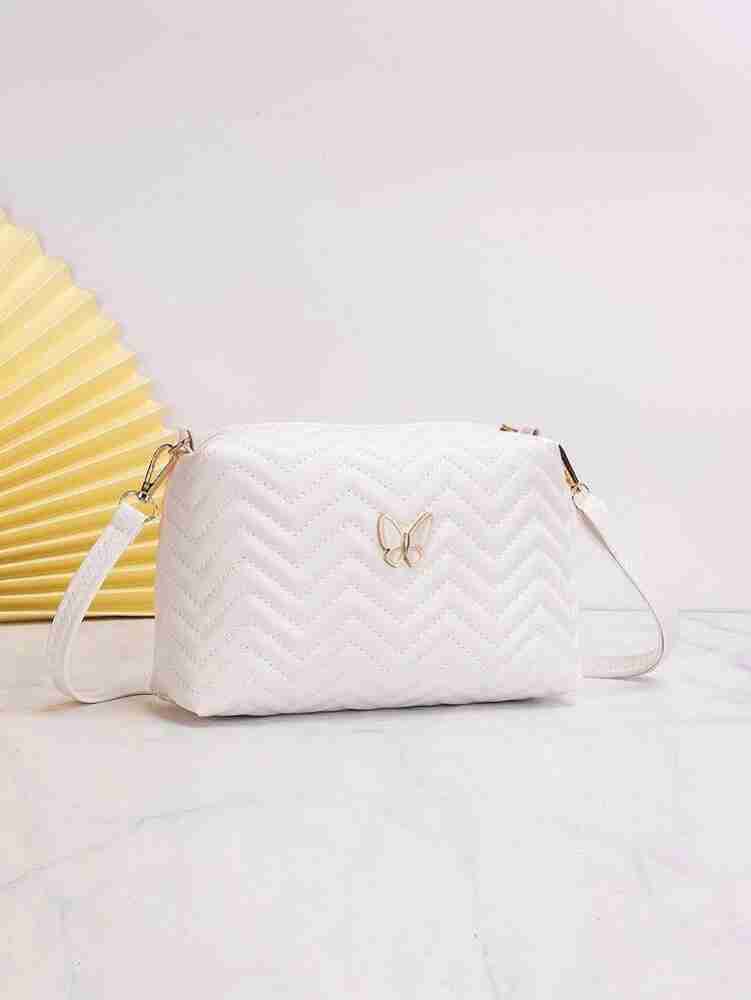 Ross Brown White Sling Bag White Quilted Sling Bag White - Price in India