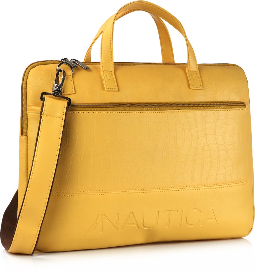 Yellow leather messenger on sale bag