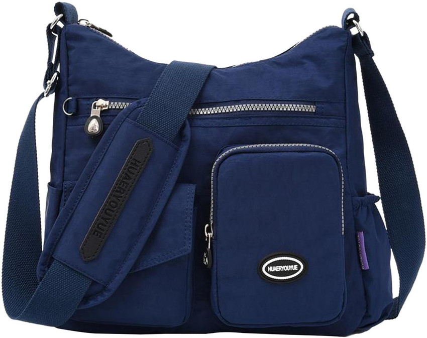 Flipkart Lyla Multi Pocket Waterproof Nylon Casual Bag Handbags for Women Travel College navy Shoulder Bag Shoulder Bag