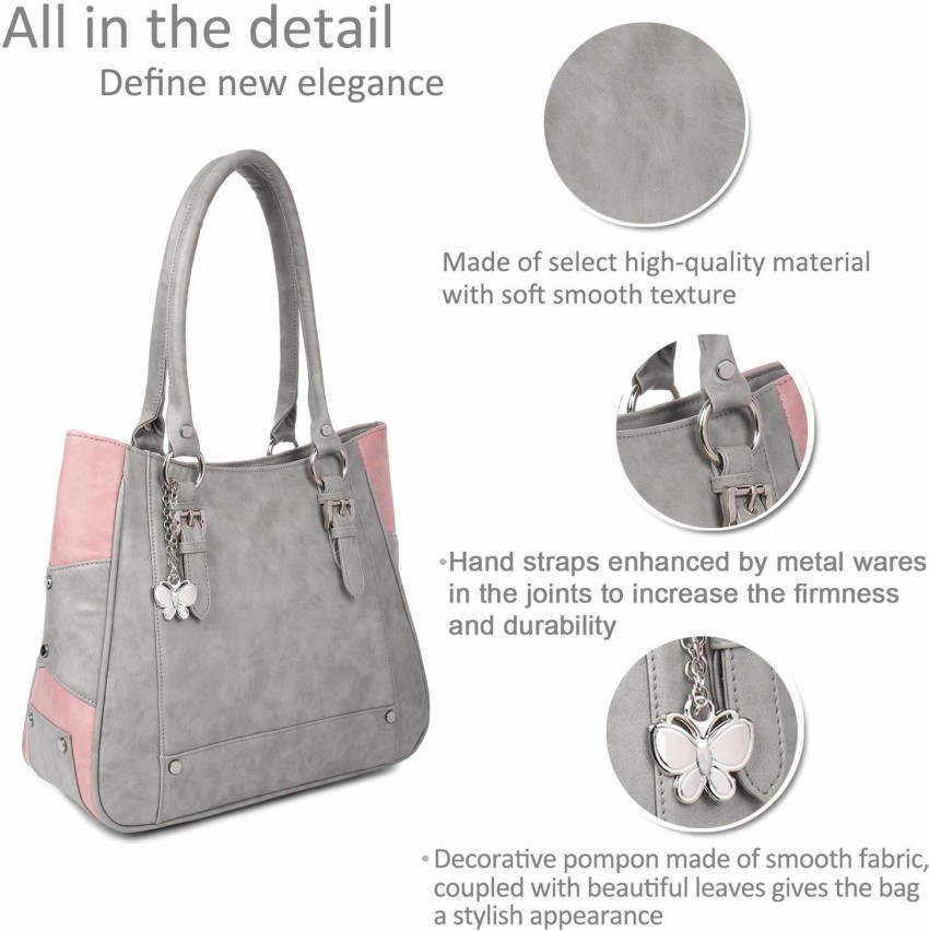 Buy Butterflies Women Grey Handbag Grey Dark Peach Online Best Price in India Flipkart