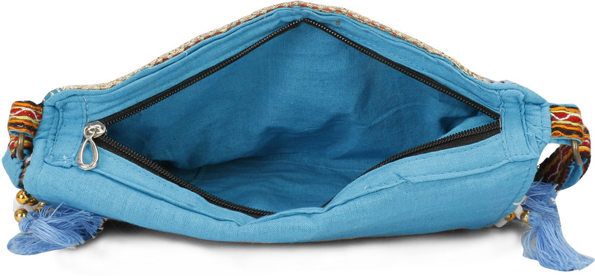 Blue cotton ethnic sling bag shop