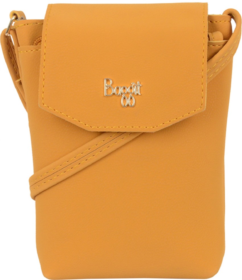 Baggit mustard yellow solid sling bag sale