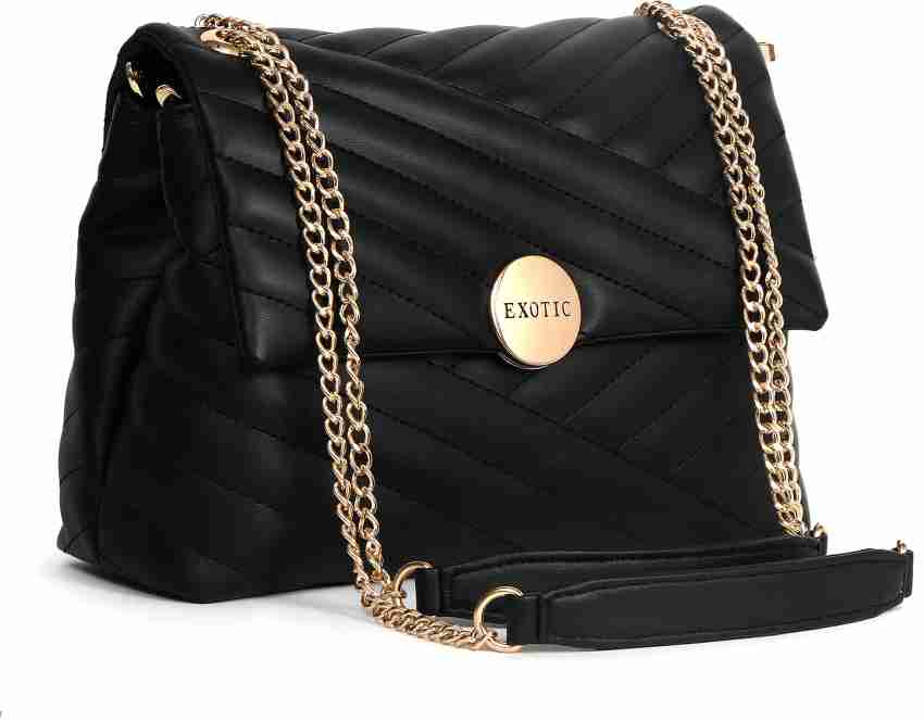 Exotic Black Sling Bag Quilted stich sling bags Black - Price in