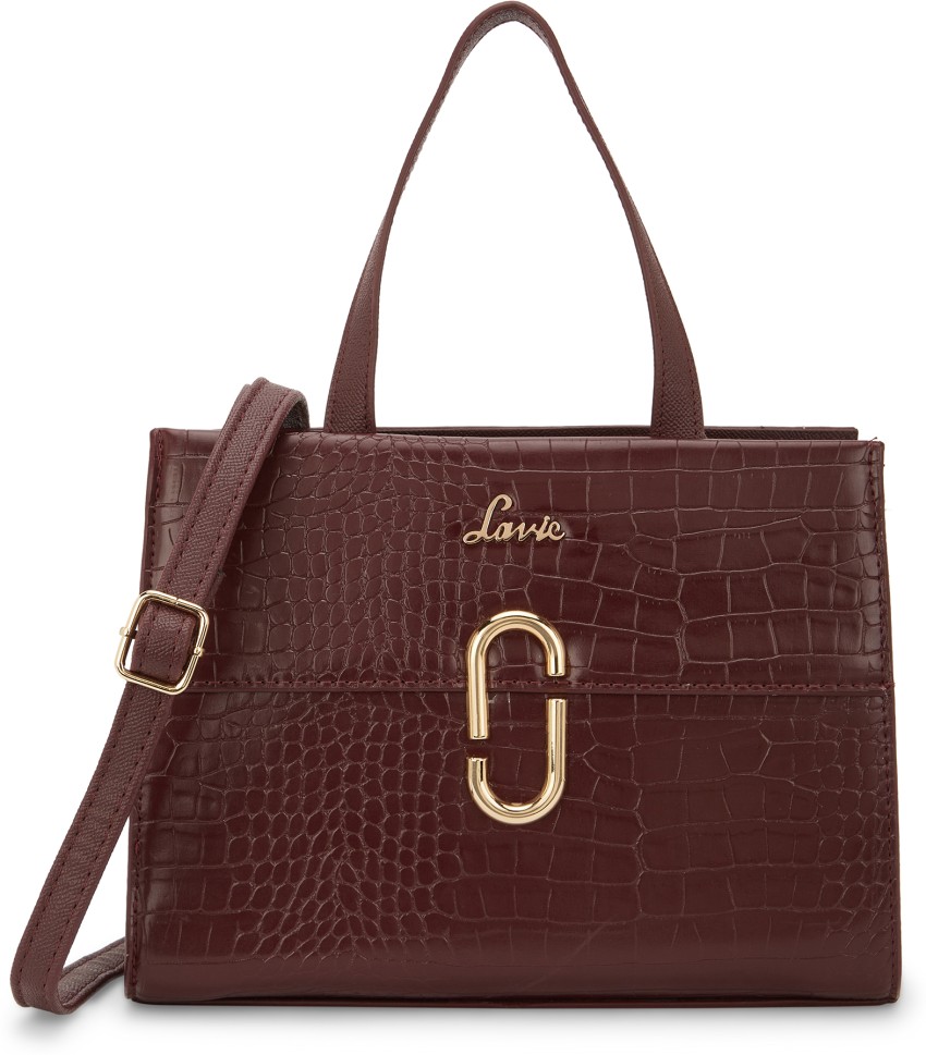 Maroon Leather Lavie Ladies Hand Bags, For Casual Wear