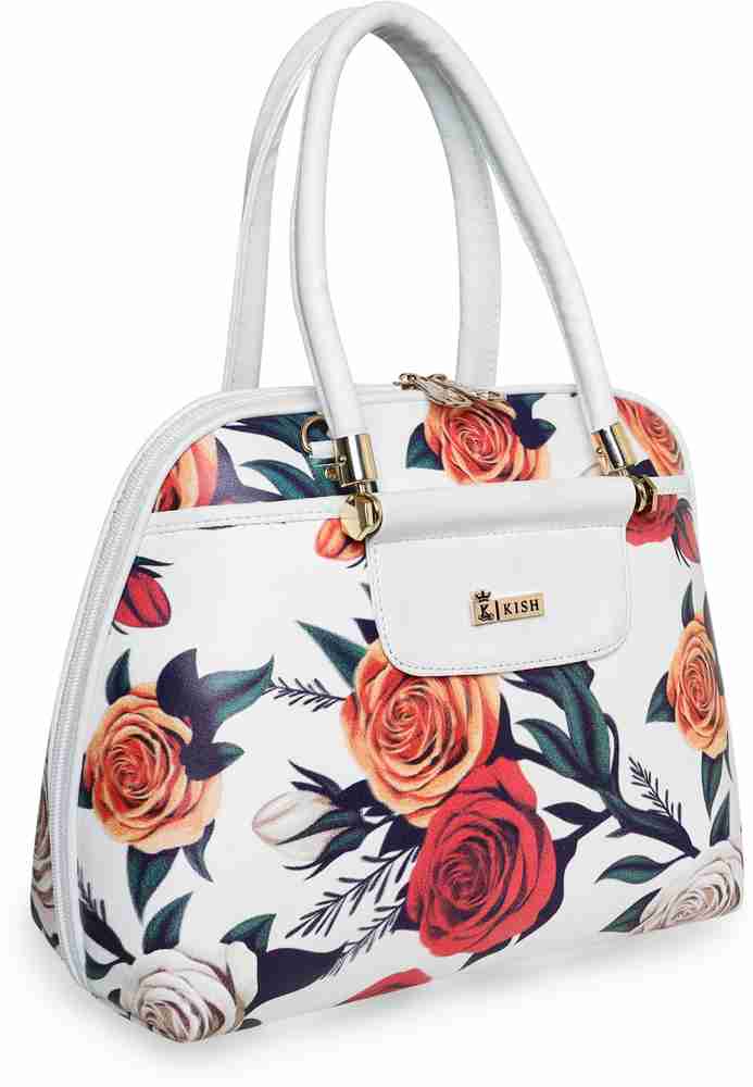 Buy Kish Women White Handbag Floral print with white Tone Online