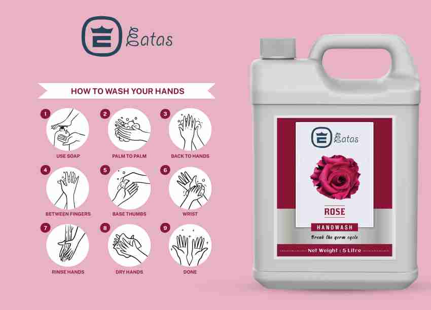 EATAS Rose Handwash Liquid Soap ,Kill 99.9% Germ Protection , Refill Pack- 5  L Hand Wash Can - Price in India, Buy EATAS Rose Handwash Liquid Soap ,Kill  99.9% Germ Protection 