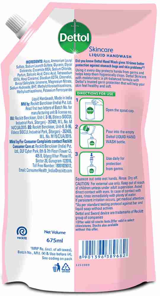 Dettol Liquid Handwash Refill - Original Hand Wash- 675ml, Germ Defence  Formula