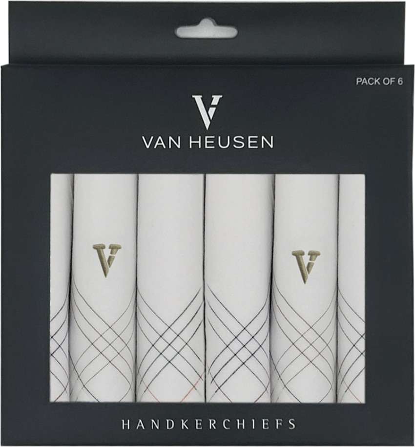 Van Heusen Men's Cotton Colour Border Handkerchief with Brand Logo (Pack of  6)