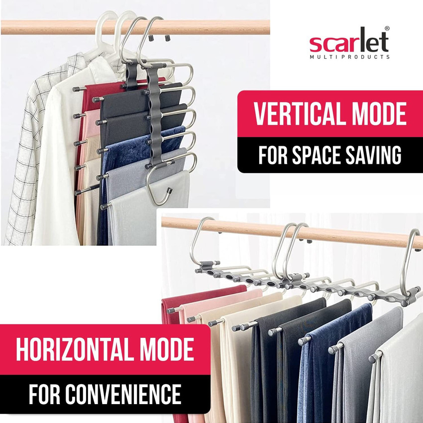SCARLET MULTI PRODUCTS SCARLET MULTI PRODUCTS 5 in 1 Multifunctional Clothes Hanger for Closet Steel Saree Pack of 2 Hangers For Saree