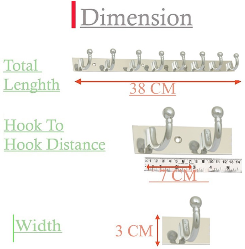 Stainless Steel Wall Mount Hook Hanger, Size: 6 & 8