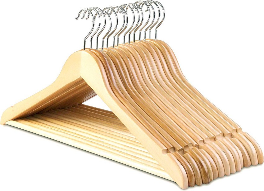 Zober High-Grade Wooden Shirt Hangers with Rubber Grips (10 Pack) Smooth & Durable Wood Hangers with Grips Non Slip - Slim & Sleek Space Saving