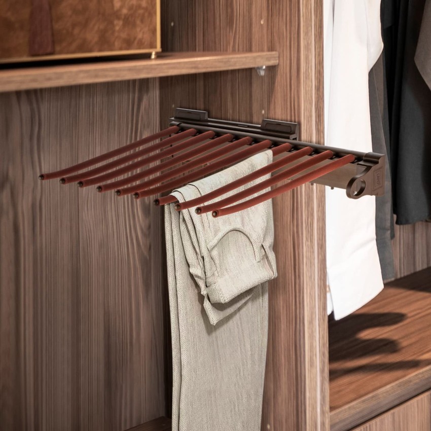 Trouser Rack 22 Rods Sliding Pull Out Pants Hanger Holder Closet