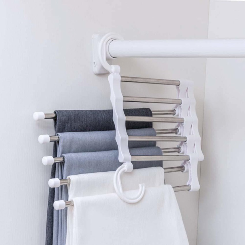 CROSSLINE 5 in 1 Foldable Hangers for Clothes Hanging Multi-Layer Multi  Purpose Pant Plastic Dress Hanger For Dress Price in India - Buy CROSSLINE  5 in 1 Foldable Hangers for Clothes Hanging