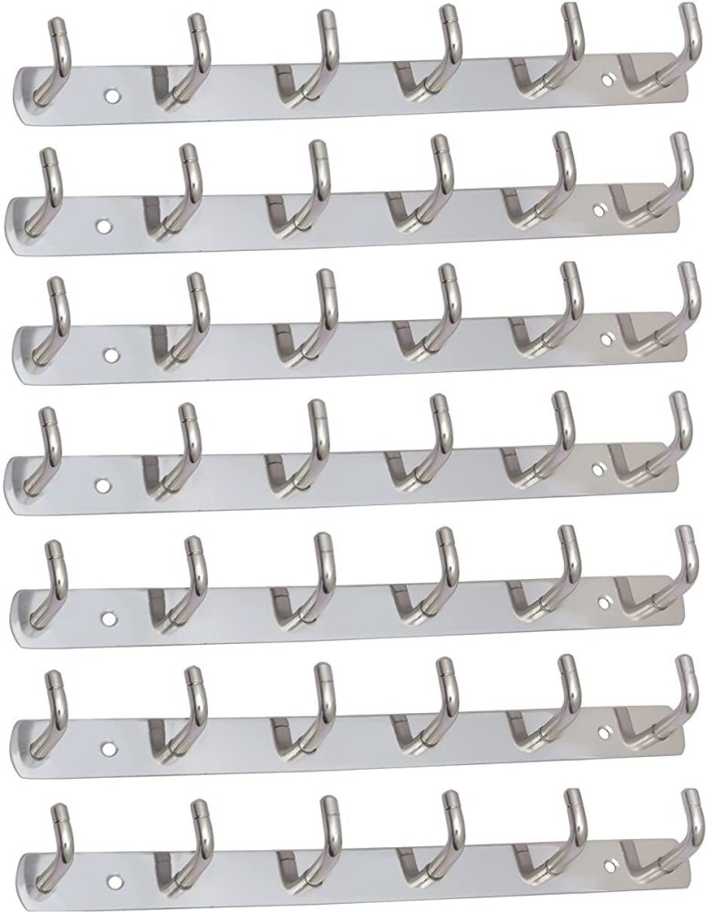 Stainless Steel Heavy Duty V Shape 6 Pin Hooks Hanger Bathroom Kitchen  Bedroom Cloth / Hanger / Key Holder / Shirt / Coat / Wardrobe for Hanging  Keys, Towel Hook Eco Friendly (Pack of 1)