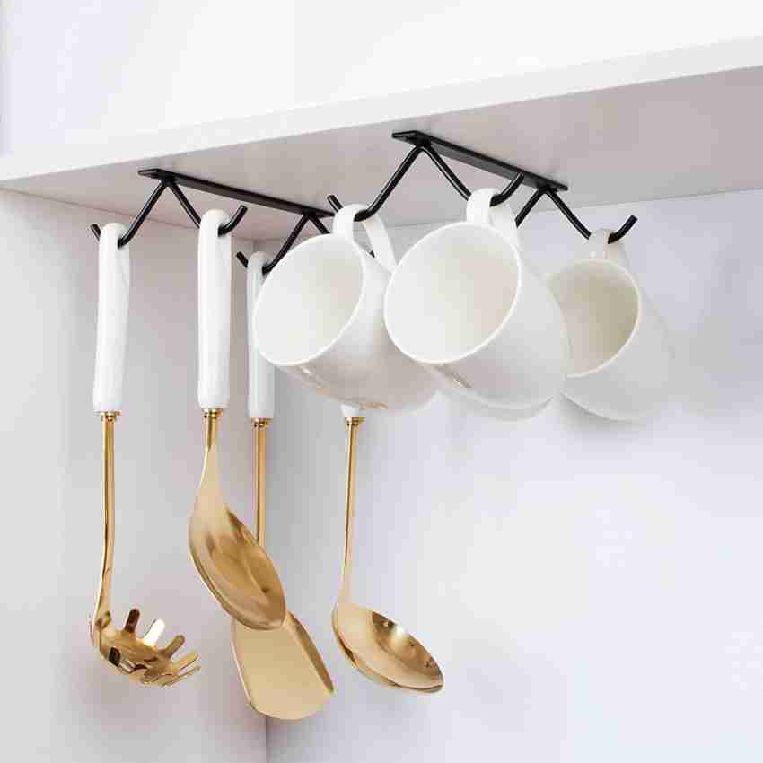 Mug Hooks Mug Holder Under Cabinet, Coffee Cups Holder Hanger no  Drilling,Kitchen Utensil Hooks,Storage Hooks for Cups/Kitchen Utensils/Ties