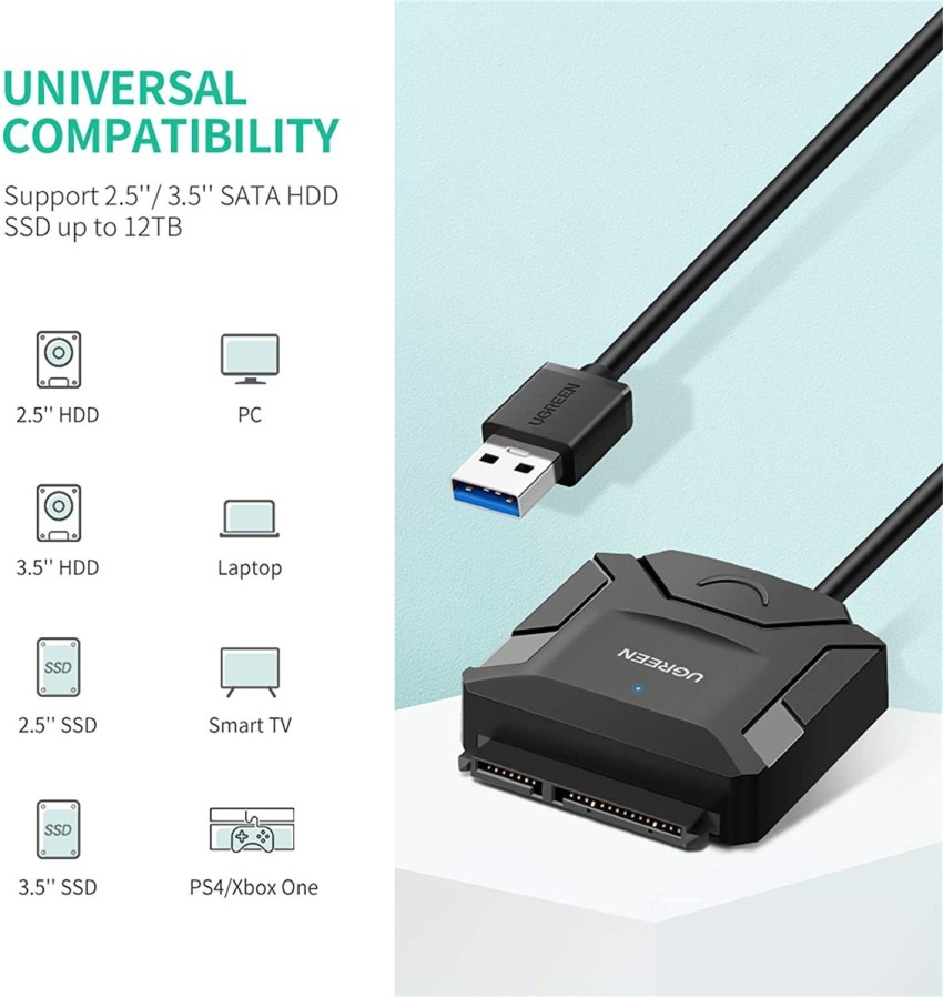Ugreen USB 3.0 to SATA Converter Adapter Cable for 2.5/3.5 SATA HDD/SSD  3.5 inch External Hard Drive Enclosure Price in India - Buy Ugreen USB 3.0  to SATA Converter Adapter Cable for
