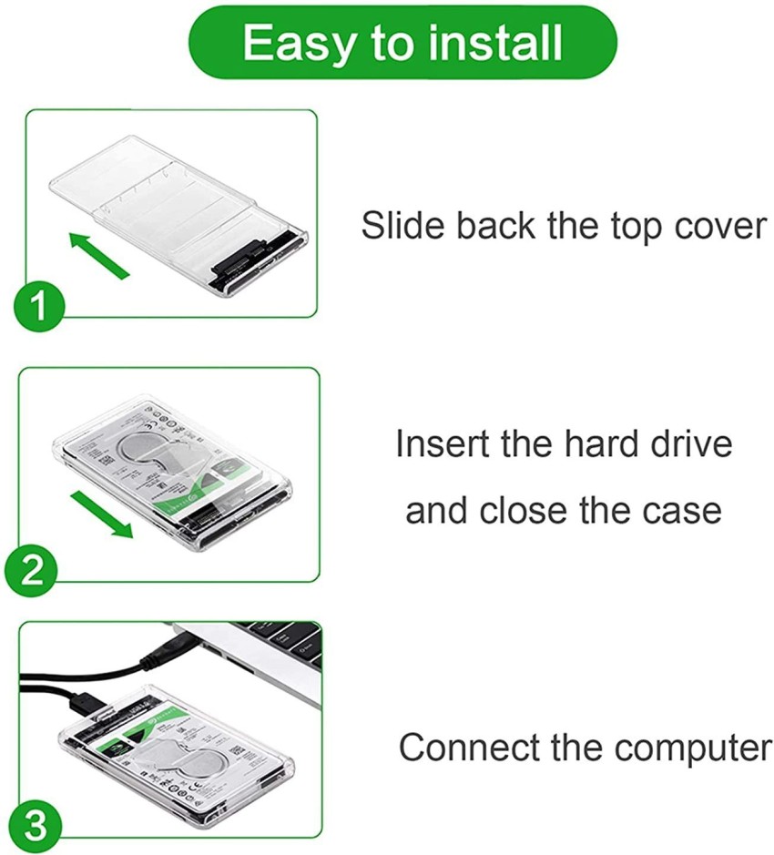 EASY install Black 2.5 SATA USB 3 Laptop Hard Drive HDD Enclosure External  Case