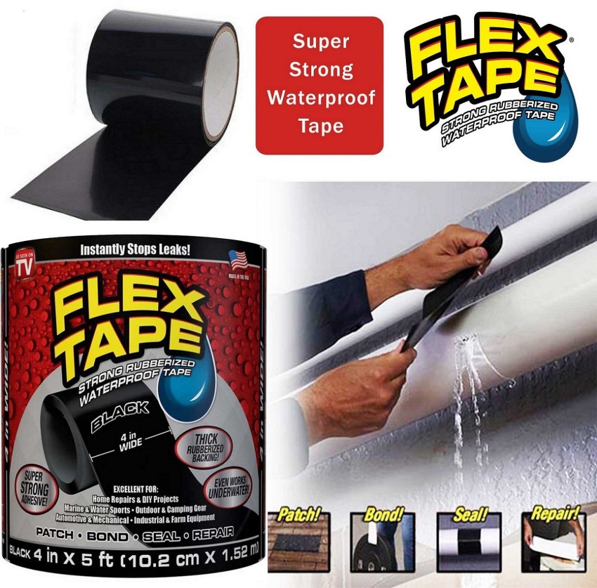 FLEX TAPE Waterproof Tape, Black, 4-In. x 5-Ft.