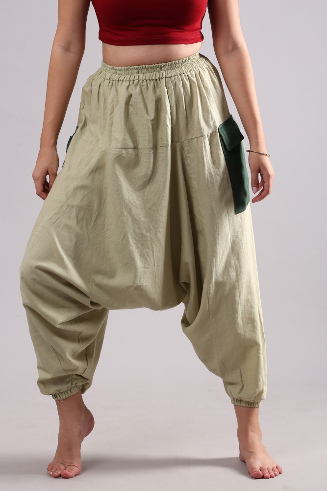 Buy Unisex Olive Green Washed Free Size Harem Pants for Unisex Online at  Bewakoof