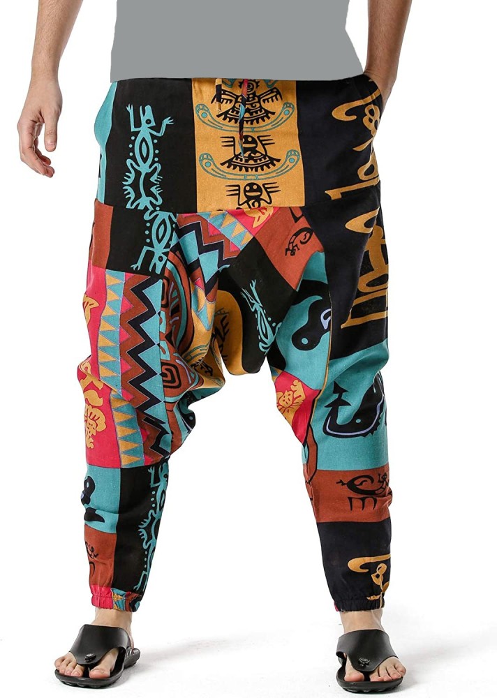 Buy Full Funk Baggy Wide Leg African Dashiki Patch Long Elastic Waist Harem  Pants Small Multi Colors at Amazonin