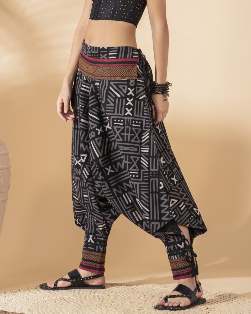 Womens Rayon Print Smocked Waist Boho Pant Harem Yoga Hippie Palazzo  Summer Beach Pants