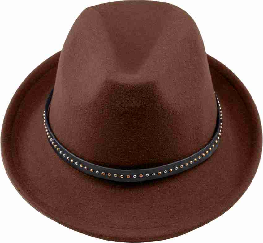 Buy Cowboy Solid Brown Fedora Hat - the tie hub