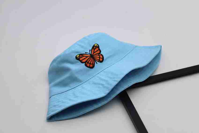 Winity Butterfly Cute Embroidered Foldable Cotton Bucket Hat For Women Hat