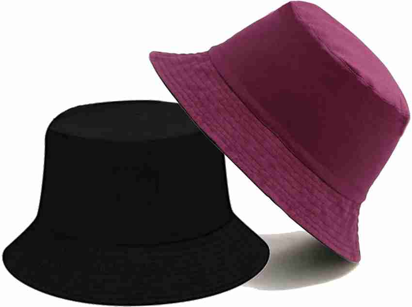 Buy Bayema Men And Women Cotton Solid Bucket Beach Sun Hat (Pack