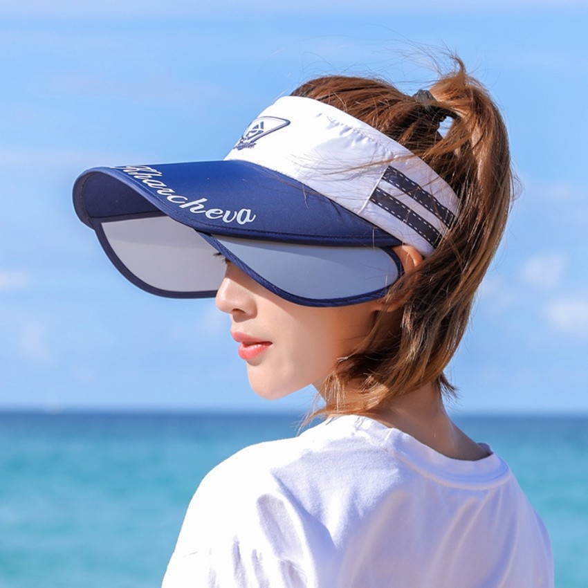 Alexvyan Retractable Wide Brim Open Top Sun Visor Hat,UV Protection Summer Cap Hat, Breathable Casual Beach Safari Hat Sun Protection Cap for Women