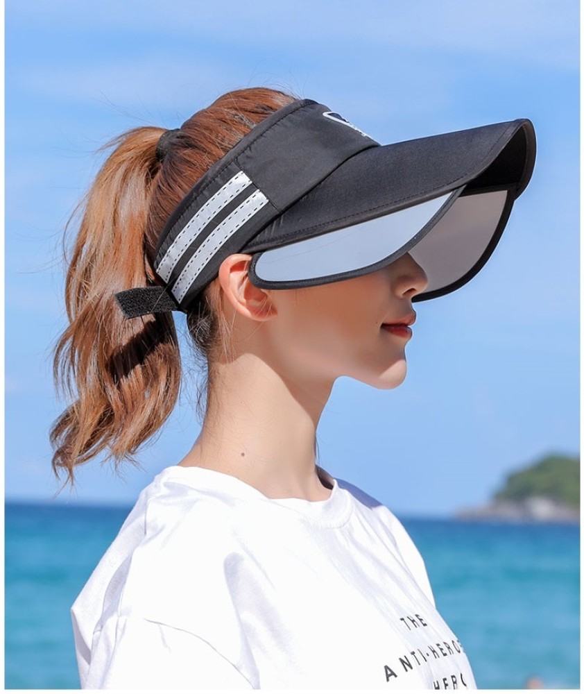 Alexvyan Retractable Extra Wide Brim Open Top Sun Visor Hat,Uv Protection Summer Cap Hat